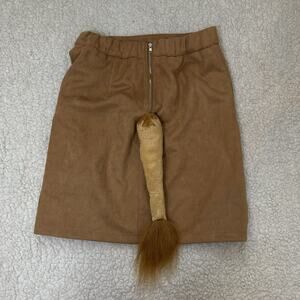 Lion Costume Women Size Small Lion Tail On Tan Faux Suede Mini Skirt Cosplay